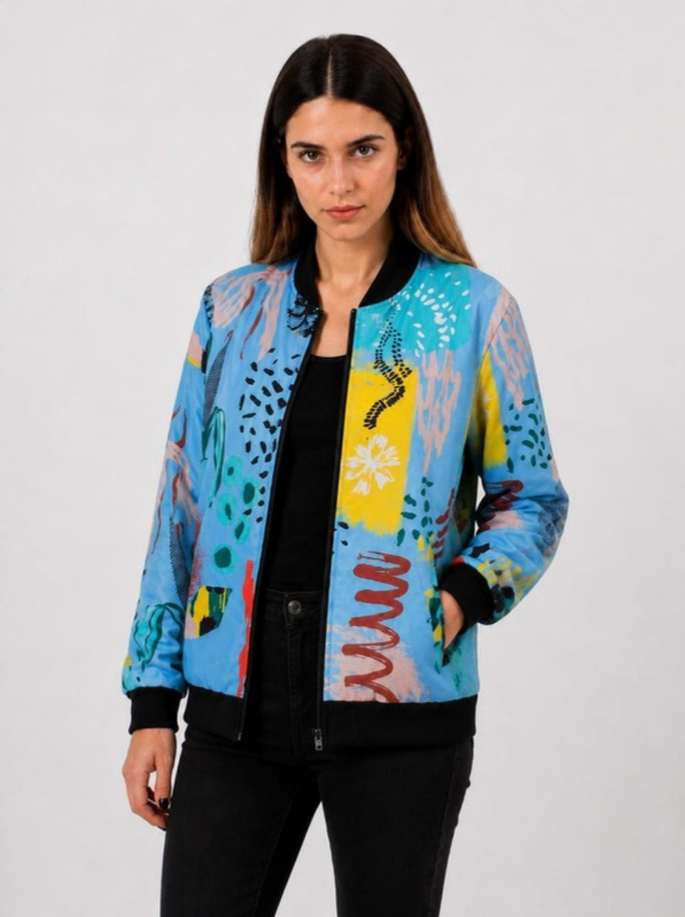 Bomber Celeste corte relajado