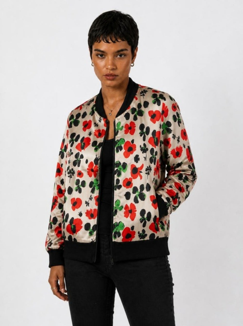 Bomber Sanastasia Beige corte relajado