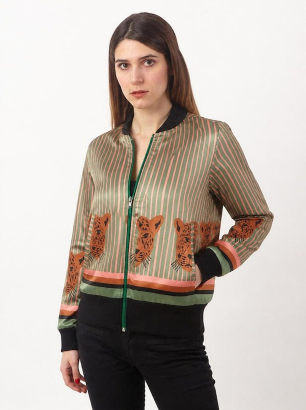 Bomber Rayas Leopardo corte relajado