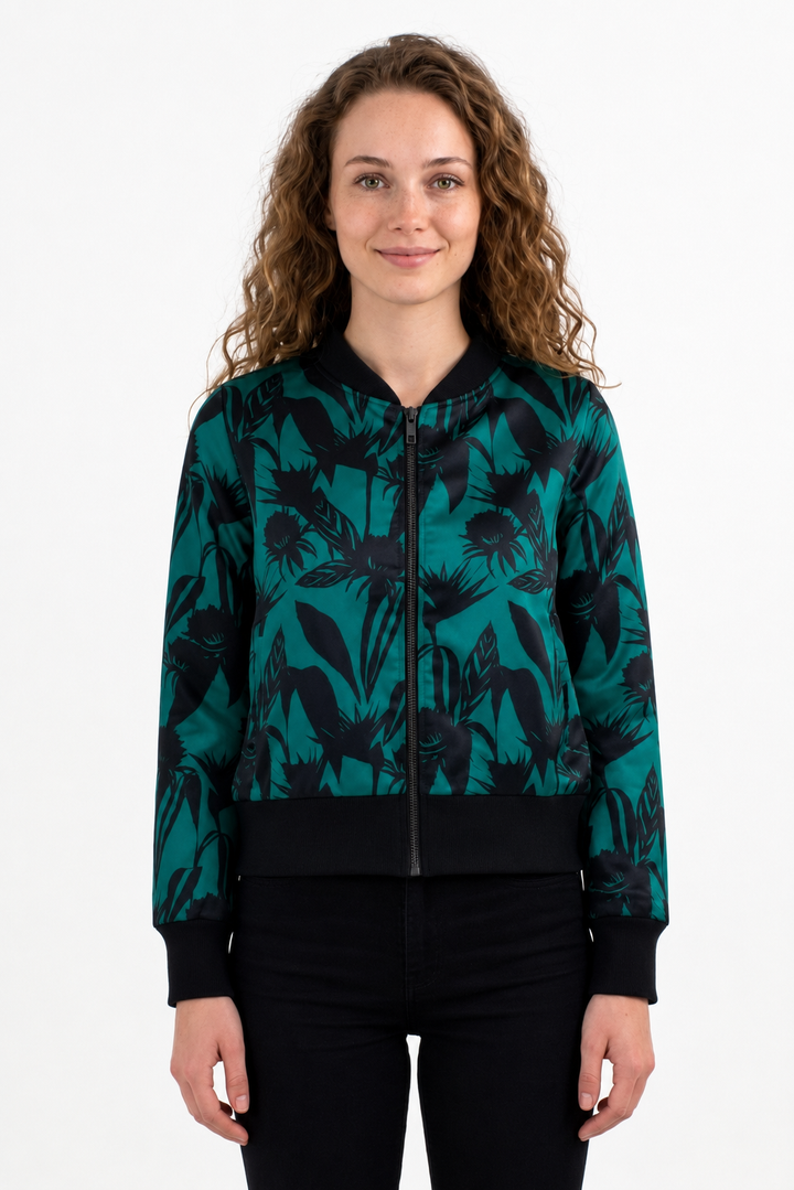 Chaqueta Bomber Raso Verde rondaia