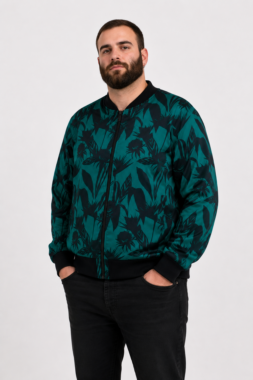 Chaqueta Bomber Raso Verde rondaia