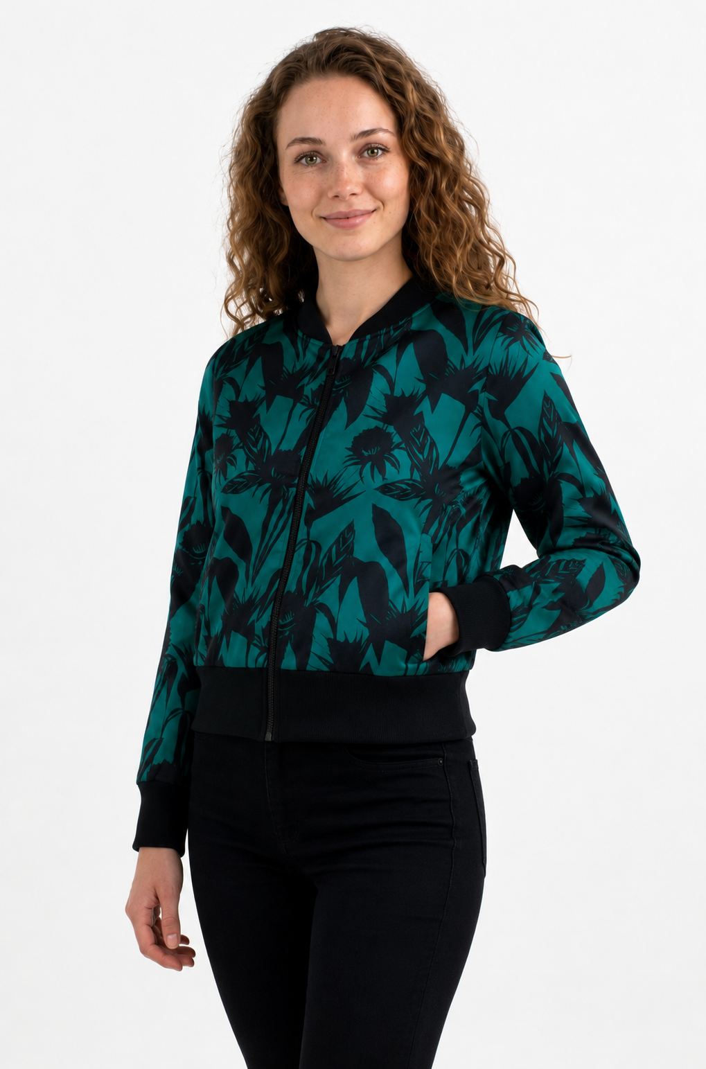 Chaqueta Bomber Raso Verde rondaia