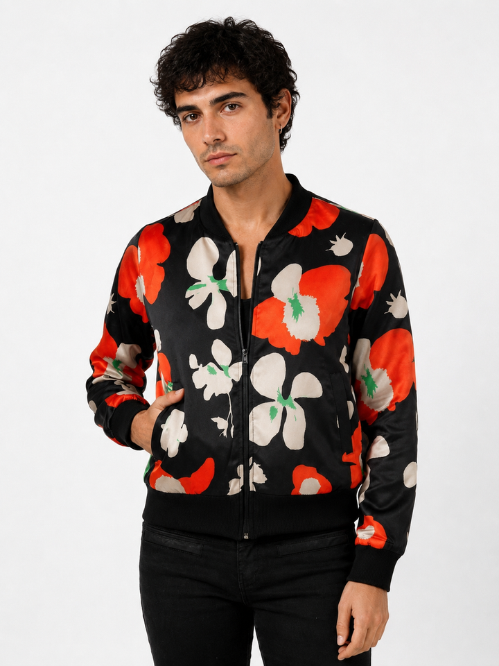 Chaqueta Bomber Sanastasia floral negro