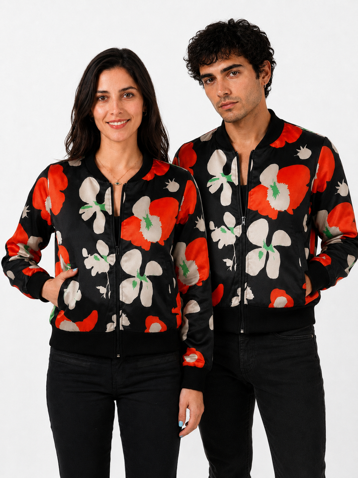 Chaqueta Bomber Sanastasia floral negro