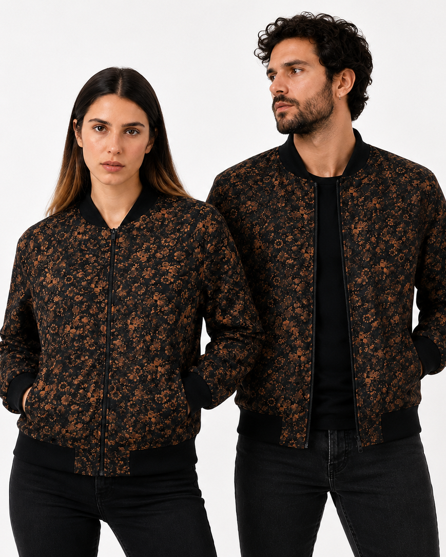 Chaqueta Bomber Floral Marrón