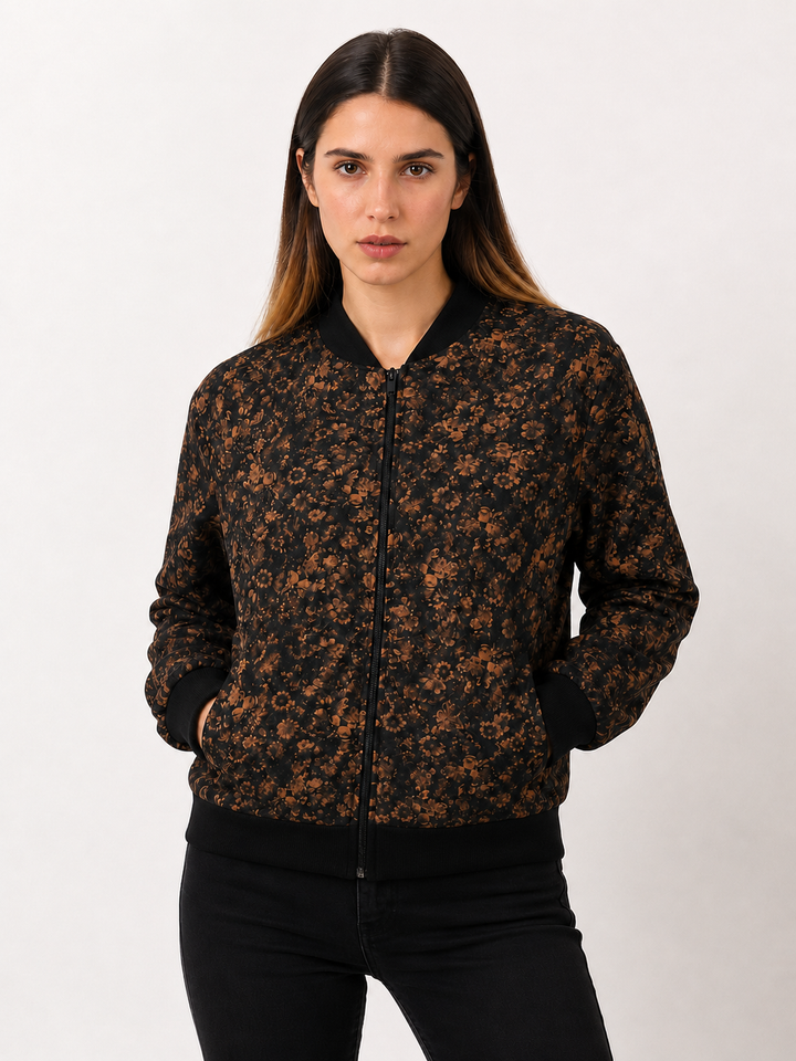 Chaqueta Bomber Floral Marrón