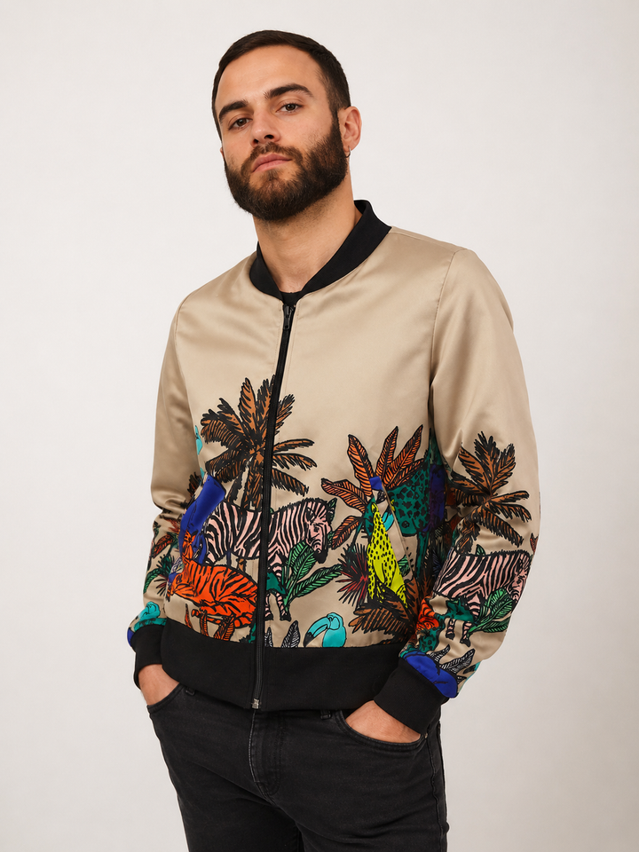 Chaqueta Bomber Jungla Beige Plus
