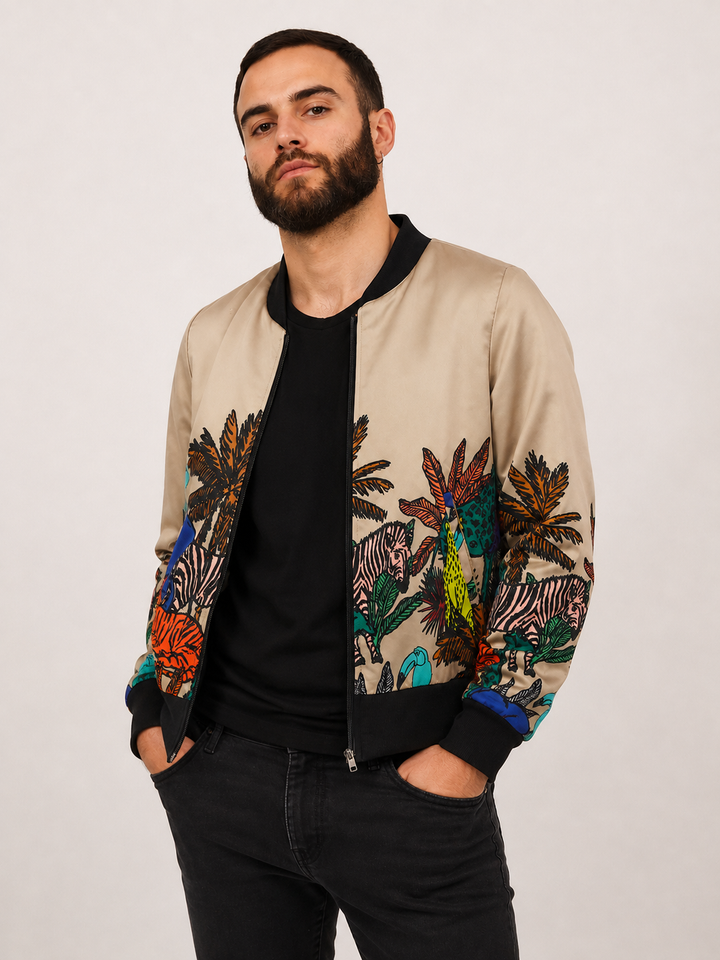 Chaqueta Bomber Jungla Beige Plus