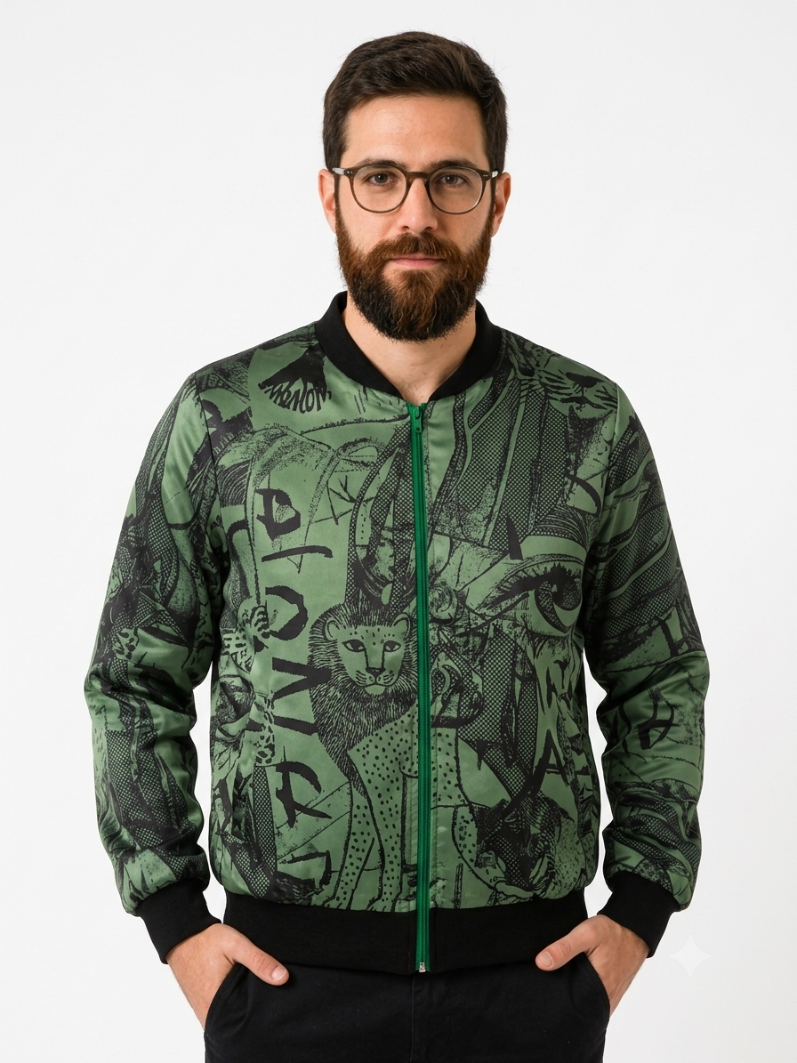 Chaqueta Bomber Sanastasia  Verde gráfico