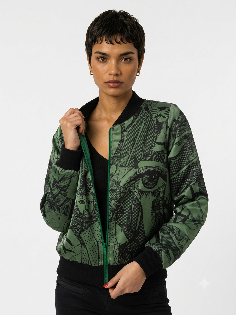Chaqueta Bomber Sanastasia  Verde gráfico