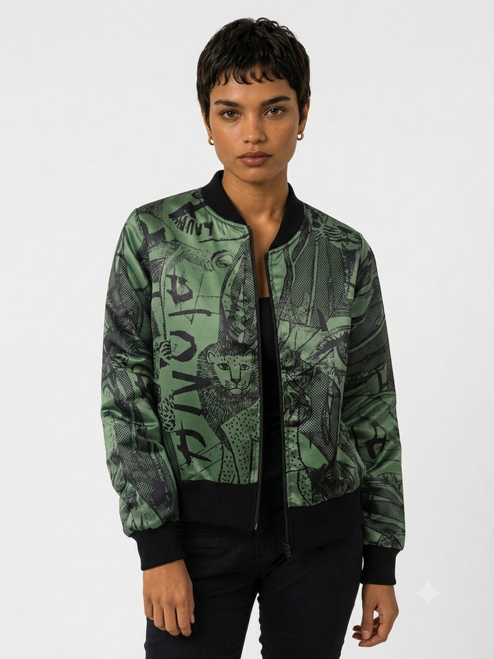 Chaqueta Bomber Sanastasia  Verde gráfico