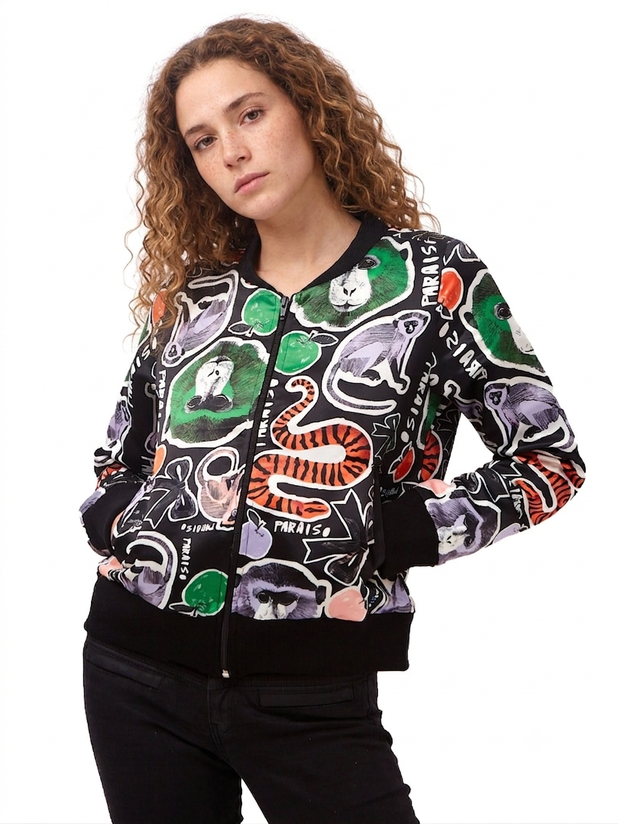 Chaqueta Bomber Paraíso Negro Collage