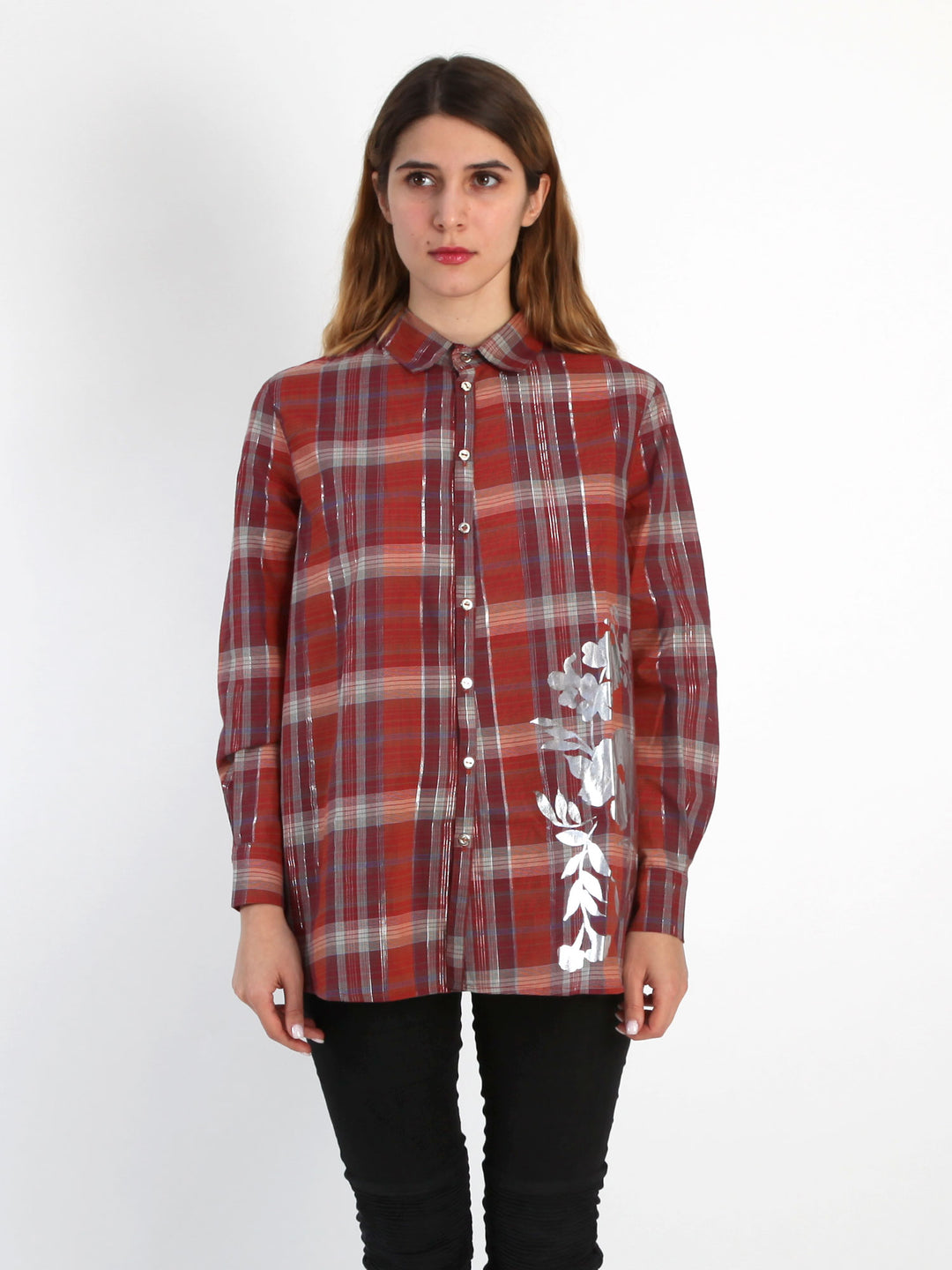 Blusa cuadrille folia plata
