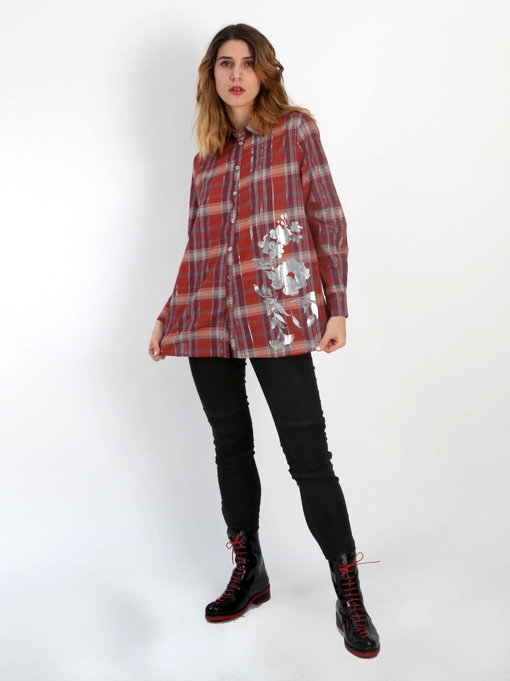 Blusa cuadrille folia plata