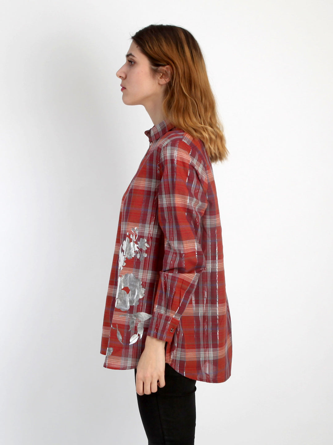 Blusa cuadrille folia plata