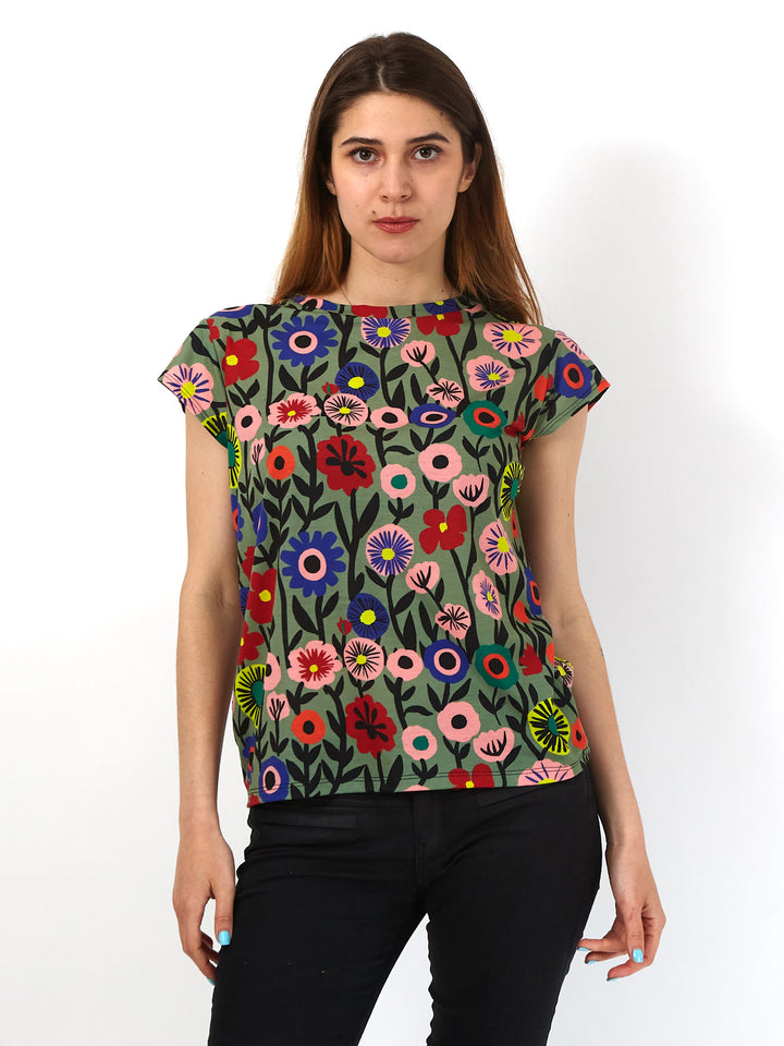 Polera de Jersey Sanastasia Floral Verde