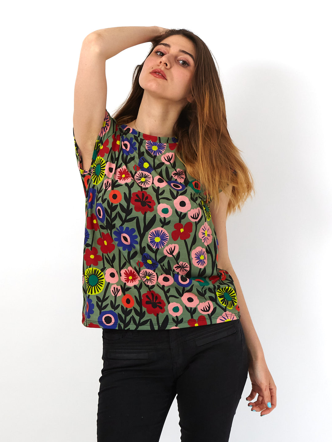 Polera de Jersey Sanastasia Floral Verde