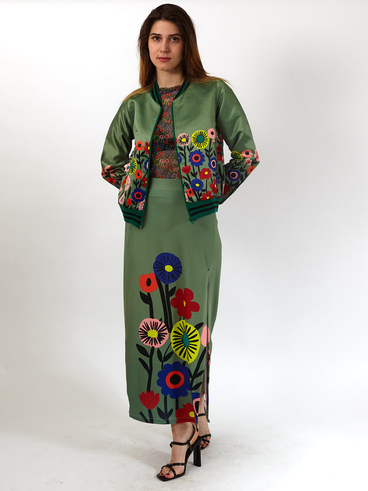 Polera de malla Sanastasia Verde floral