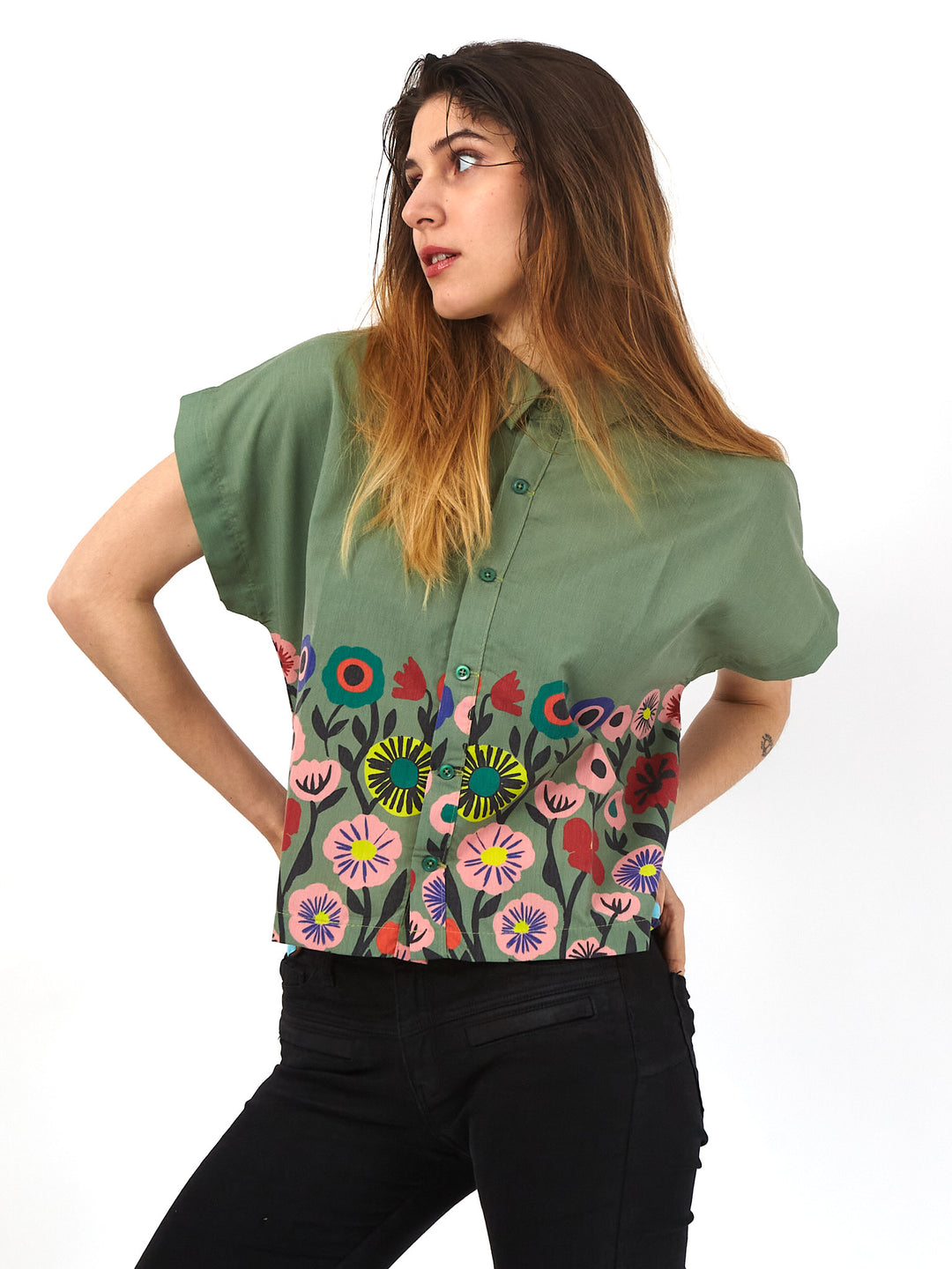 Blusa Sanastasia Floral Verde