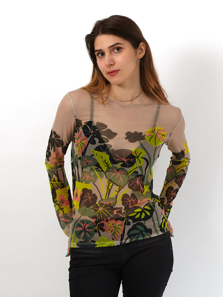 Polera de Malla Sanastasia Floral Beige