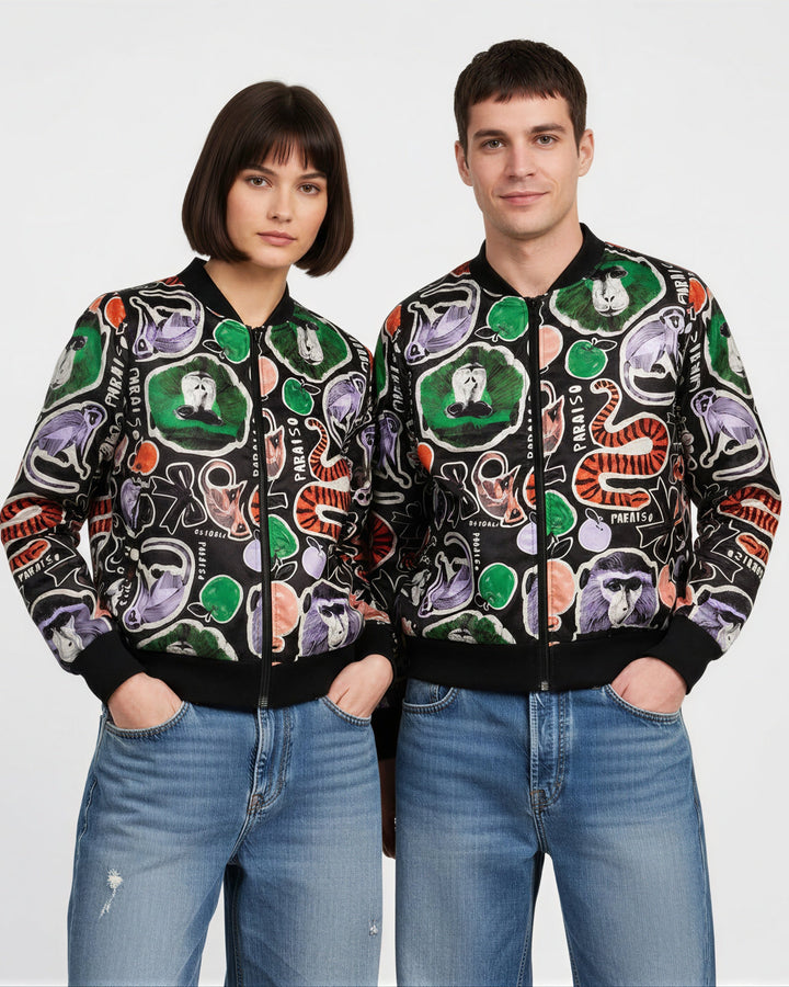 Chaqueta Bomber Paraíso Negro Collage