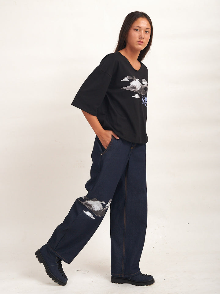 Polera Alba Oversize Negra Algodón