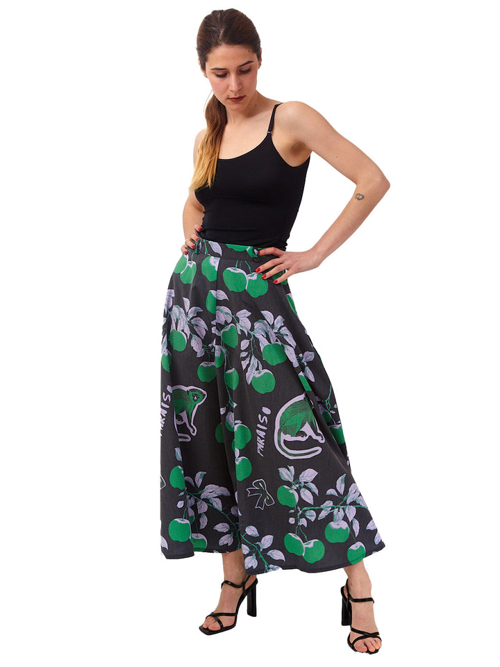 Falda semi plato Paraíso negra