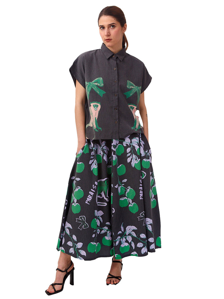 Falda semi plato Paraíso negra