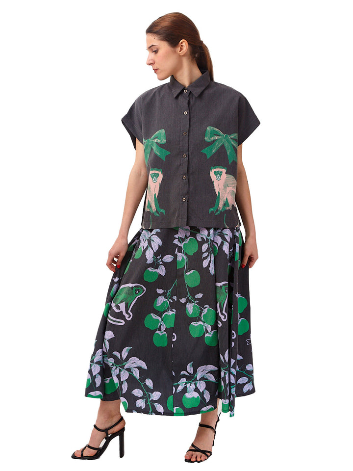 Falda semi plato Paraíso negra