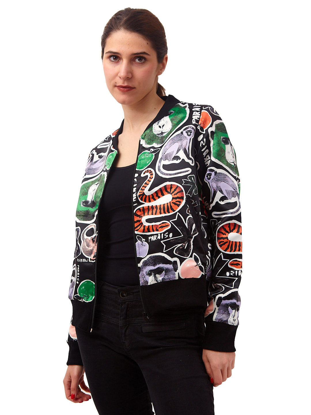 Chaqueta Bomber Paraíso Negro Collage