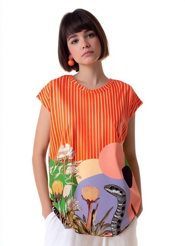 Polera Oversize Paraíso orange