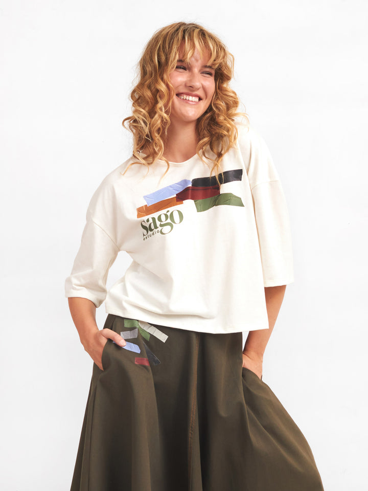 Polera Alba Oversize Blanca Algodón